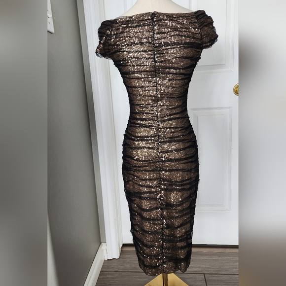 NWT Ralph Lauren Evening Gold Black Sequin Dress - Size 4 - Picture 10 of 13